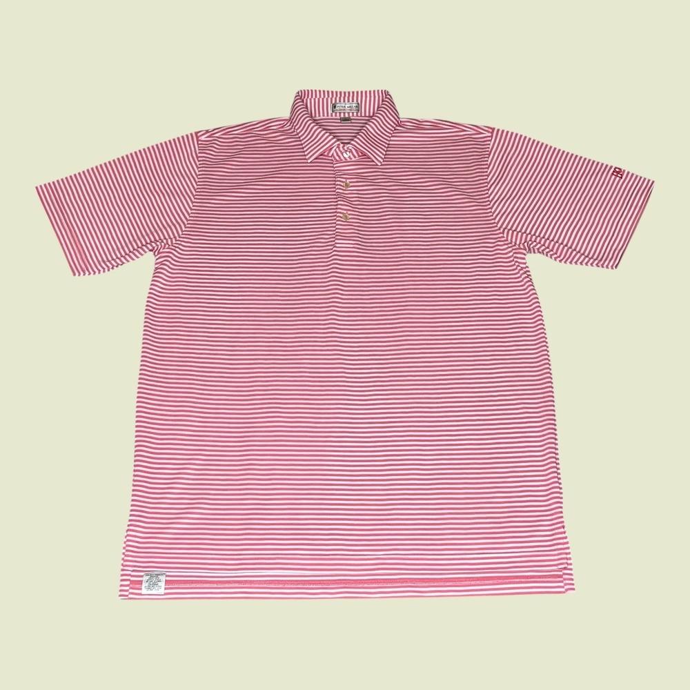 Peter Millar Pink and White Striped Polo Shirt
